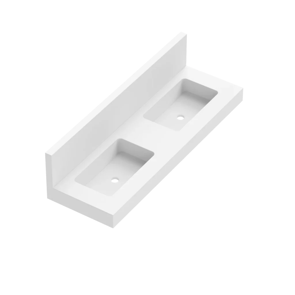 Ambar Depth 46 Plinthed Wall Mounted 2 Sink 140cm