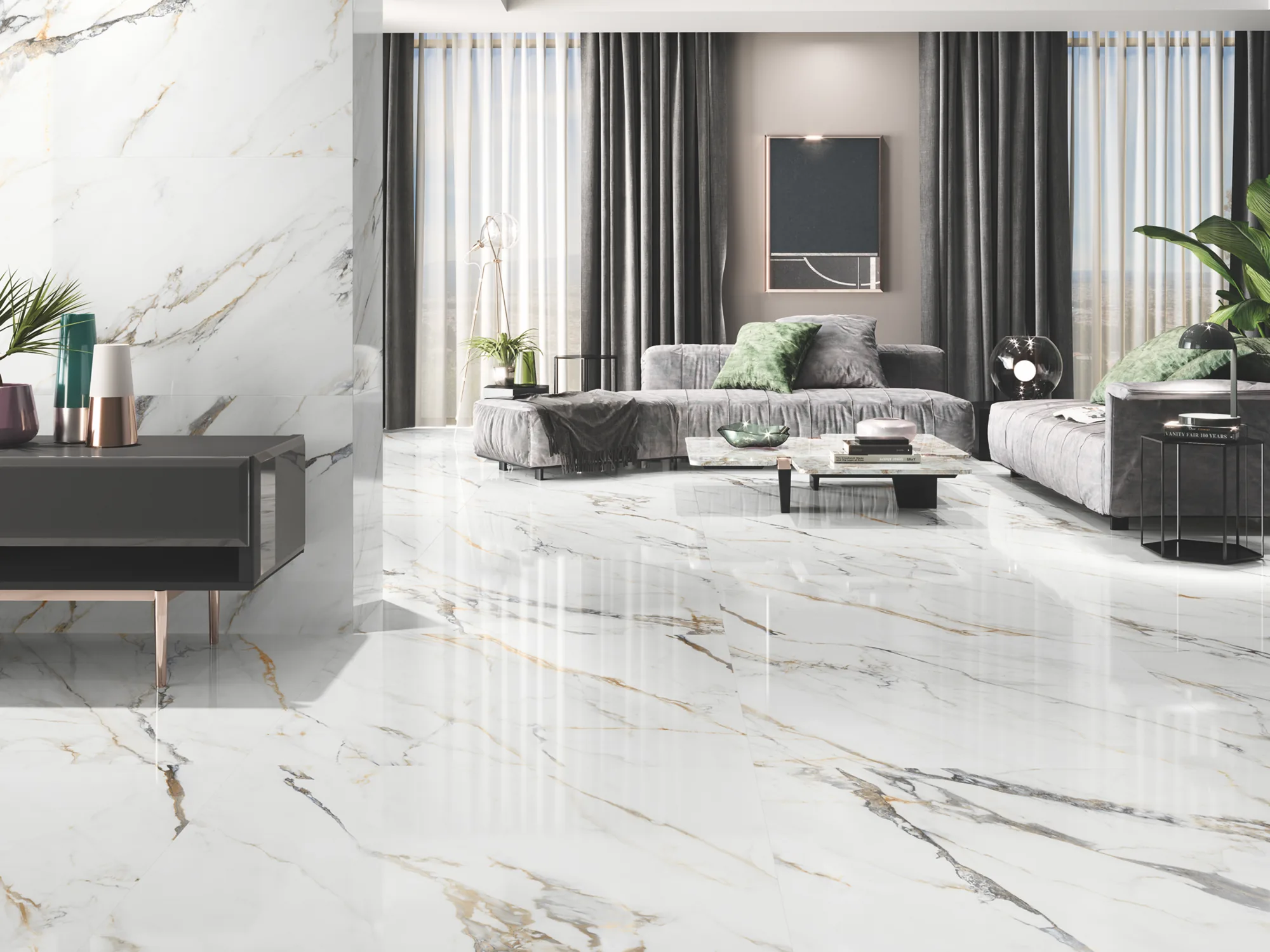Firenze 6623 Marble-Effect Polished Porcelain Tile 1460x630mm - Image 3