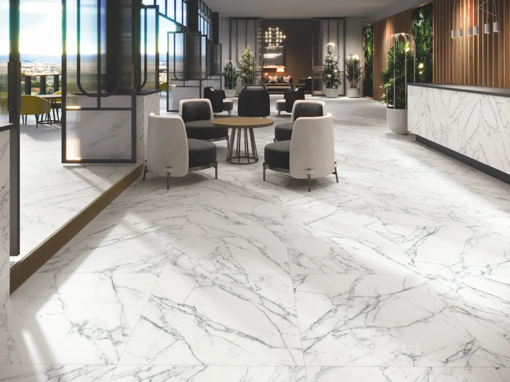 Loire 1856 White Stone-Effect Porcelain Tile 1000x1000mm