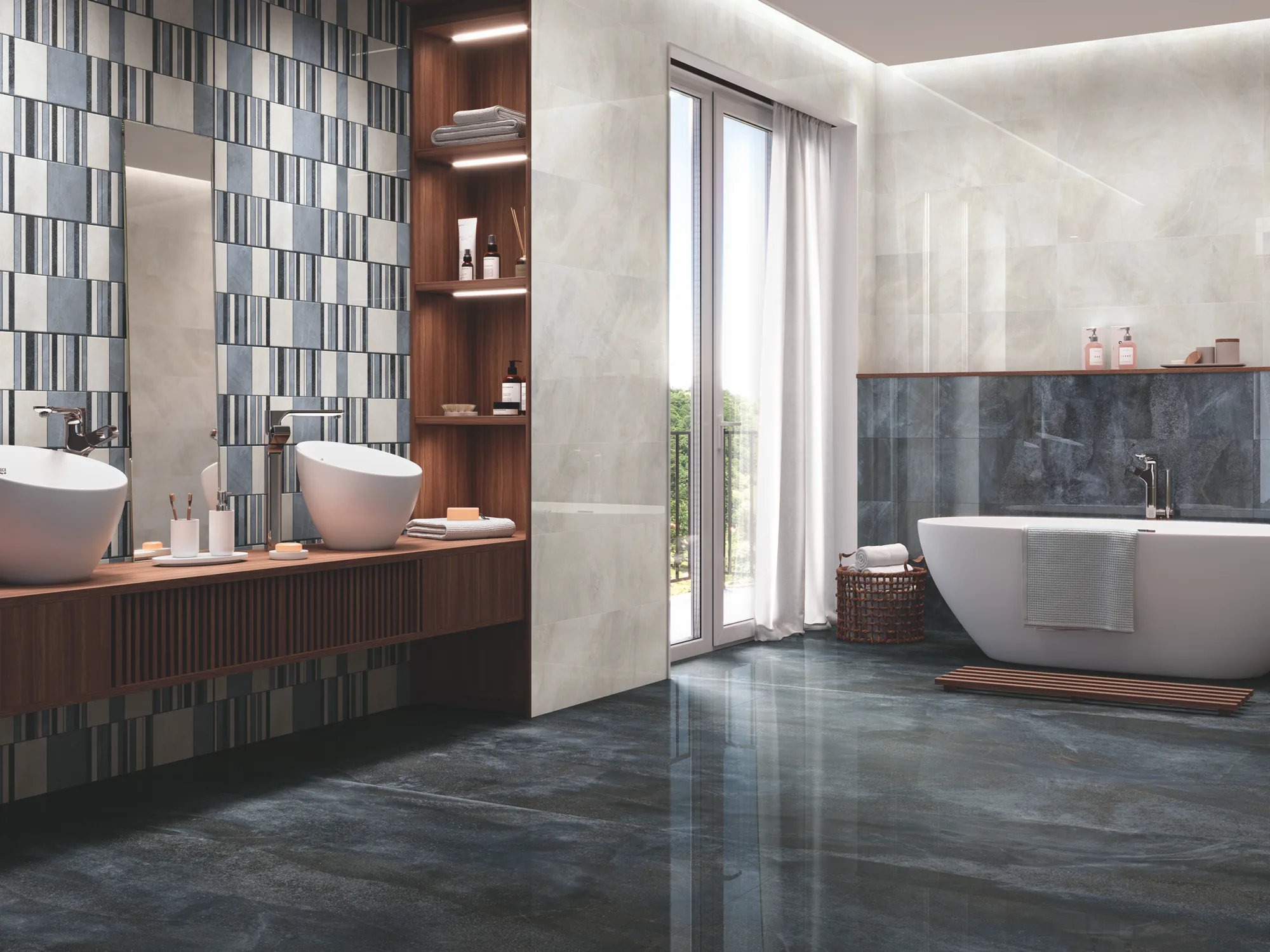 Nilo 1846 Marble-Effect Polished Porcelain Tile 980x980mm - Image 2