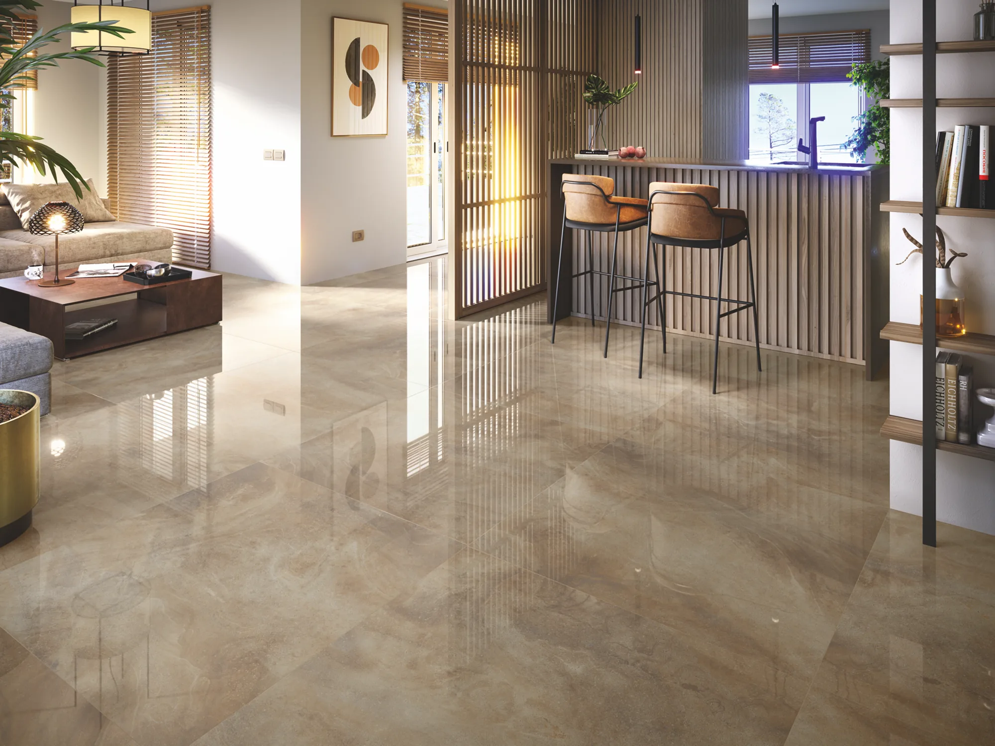 Nilo 1846 Marble-Effect Polished Porcelain Tile 980x980mm - Image 4