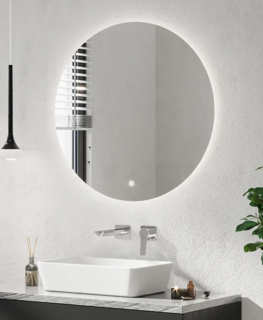 Fuse Frame Black Round Mirror 700mm